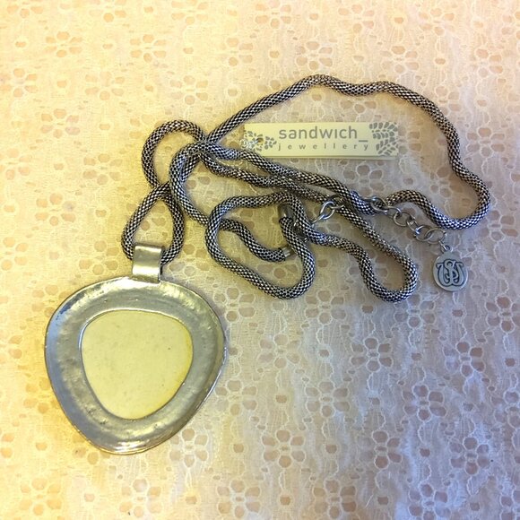 Vintage NEW sandwich jewellery Brown Clear Crystal Art Deco Silver Necklace - Picture 5 of 8